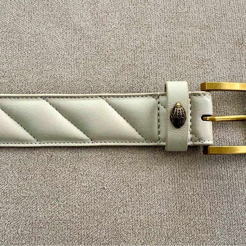 Kurt Geiger Cream Quilted Leather Belt Ivory Off-White - Picture 3 of 10